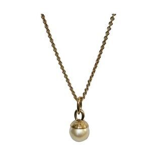 1980s Givenchy Gold Tone Glass Pearl EnhancerNecklace (Vintage) 41"